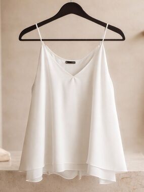 Krisa V-Neck Layered Camisole  women’s large  White
